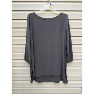 Eileen Fisher Gray Silk Long Sleeve Tunic Top Women’s Large